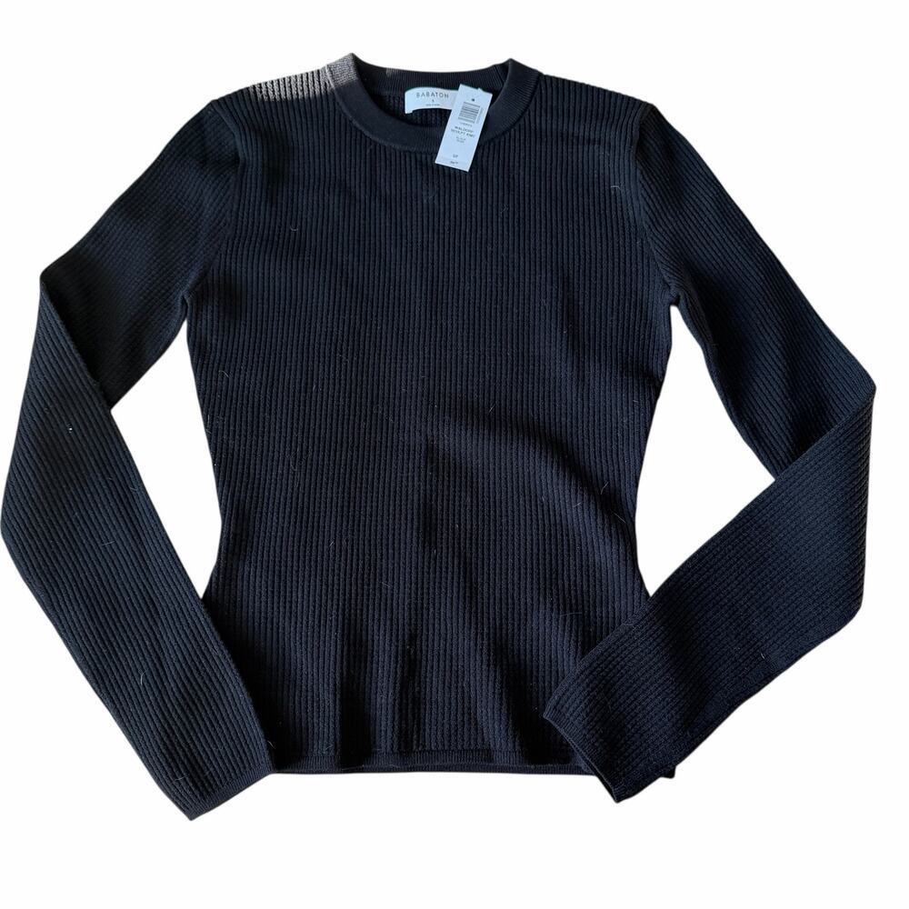 Babaton Waldorf Sculpt Knit Black Long-Sleeve Crewneck Top Shirt NWT Size Small - Picture 11 of 16